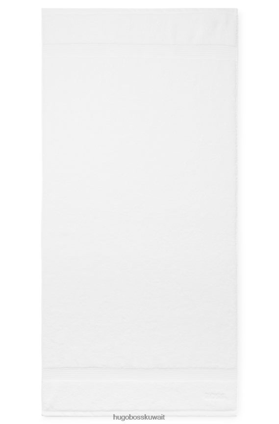 4TFNJN5645 أبيض Hugo Boss منشفة حمام هوغو بيضاء مطرزة بشعار الماركة من قطن بحر إيجه