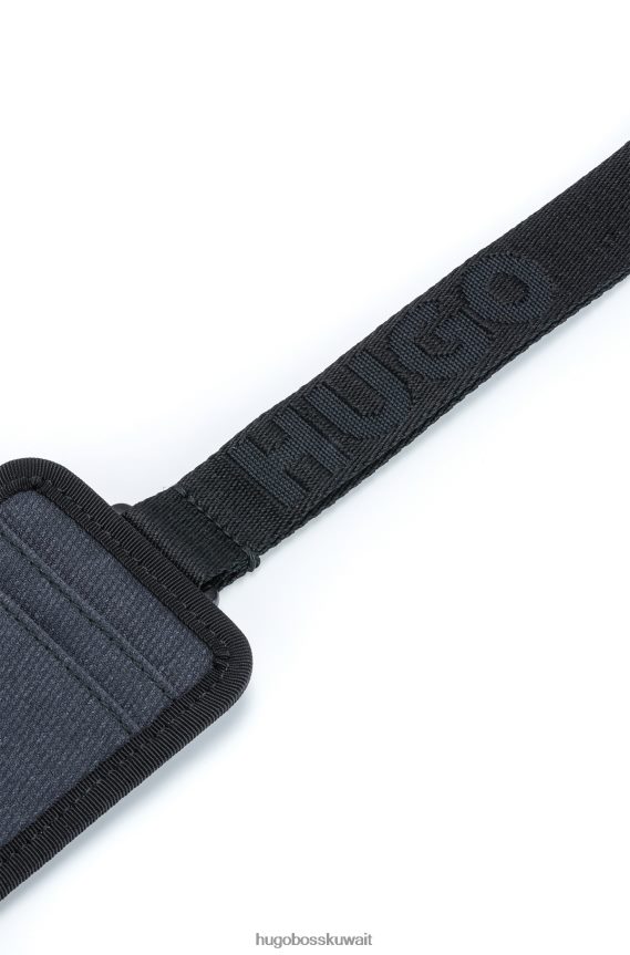 4TFNJN5646 أزرق غامق Hugo Boss حامل بطاقة هوغو مع حزام رقبة يحمل العلامة التجارية باللون الأزرق الداكن