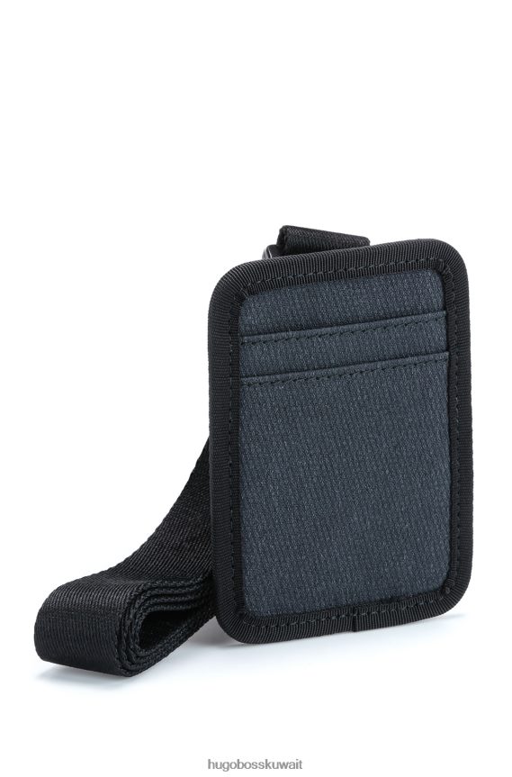 4TFNJN5646 أزرق غامق Hugo Boss حامل بطاقة هوغو مع حزام رقبة يحمل العلامة التجارية باللون الأزرق الداكن