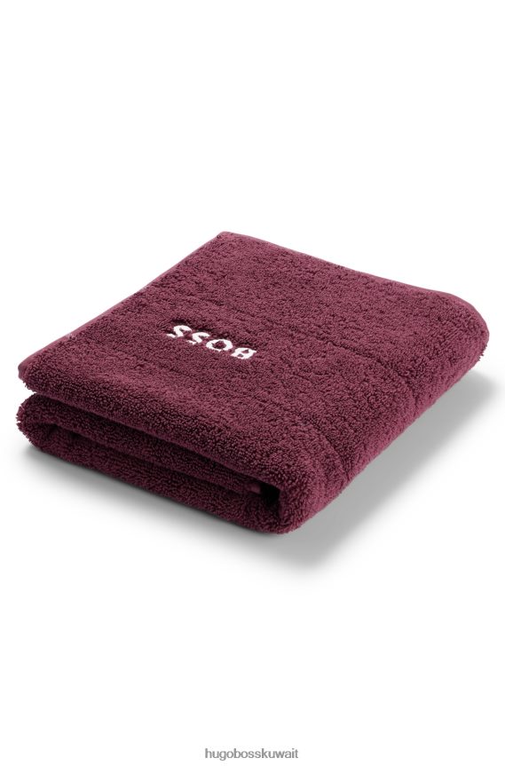 4TFNJN5651 الأرجواني الداكن Hugo Boss سجادة حمام هوغو من القطن المصري باللون الأرجواني الداكن مع شعار متباين