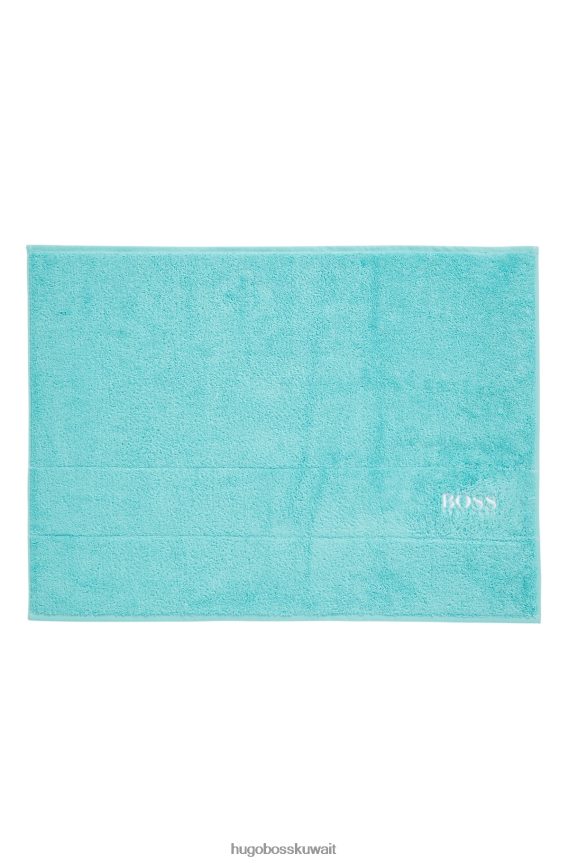 4TFNJN5658 الفيروز Hugo Boss سجادة حمام هوغو من القطن المصري باللون الفيروزي مع شعار متباين