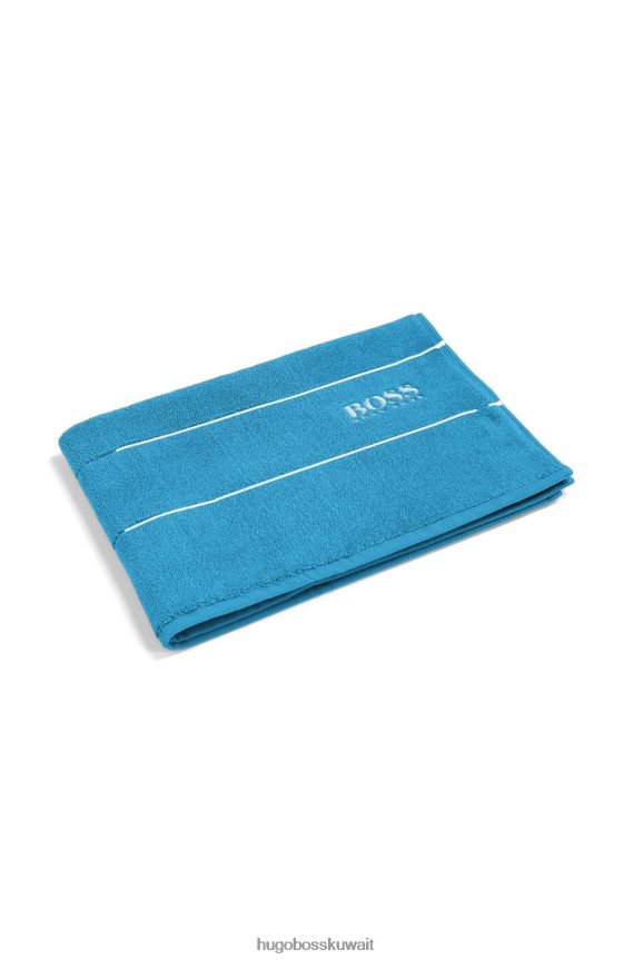 4TFNJN5659 أزرق Hugo Boss سجادة حمام هوغو من القطن المصري مع شعار متباين باللون الأزرق