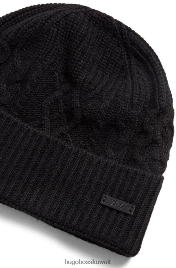 4TFNJN565 أسود/أزرق/أوف وايت Hugo Boss قبعة صغيرة متماسكة كابل نيسبولينو 50455715 أسود
