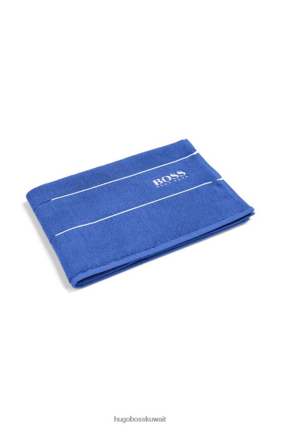 4TFNJN5660 أزرق Hugo Boss سجادة حمام من القطن المصري مع شعار متباين باللون الأزرق هوغو