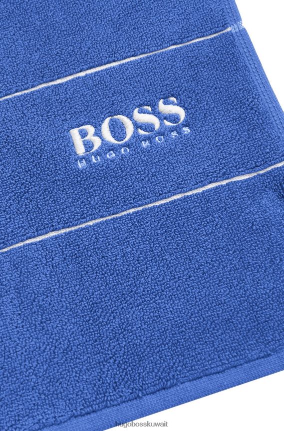 4TFNJN5660 أزرق Hugo Boss سجادة حمام من القطن المصري مع شعار متباين باللون الأزرق هوغو