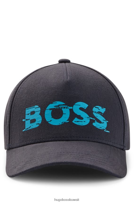 4TFNJN5663 أزرق غامق Hugo Boss قبعة هوغو من نسيج قطني طويل باللون الأزرق الداكن مع طباعة شعار موسمية
