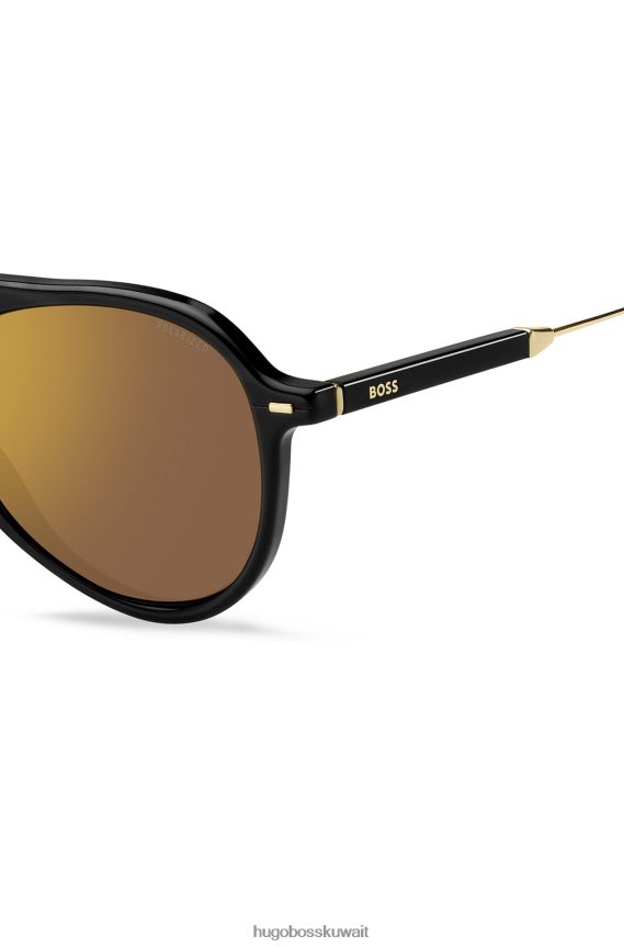 4TFNJN5664 أسود Hugo Boss نظارات هوغو الشمسية من الأسيتات باللون الأسود مع أذرع من التيتانيوم