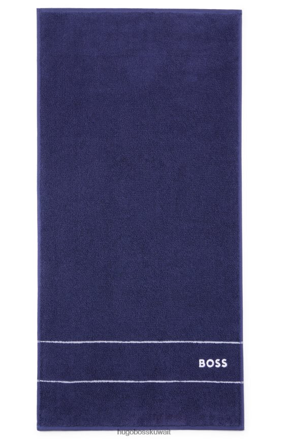 4TFNJN5668 أزرق غامق Hugo Boss منشفة يد من القطن المصري باللون الأزرق الداكن مع شعار هوغو متباين