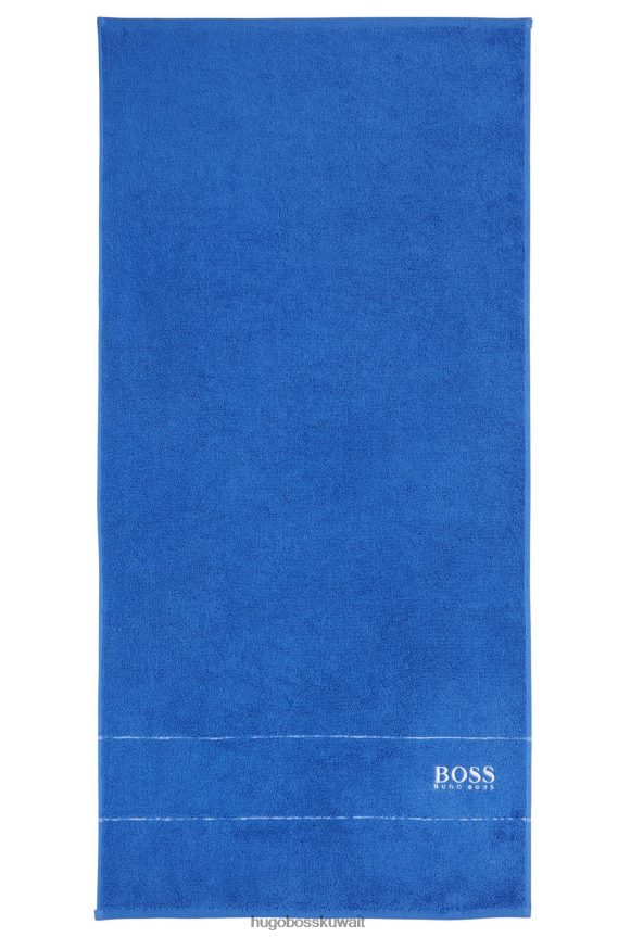 4TFNJN5674 أزرق Hugo Boss منشفة يد من القطن المصري باللون الأزرق مع شعار هوغو المتباين