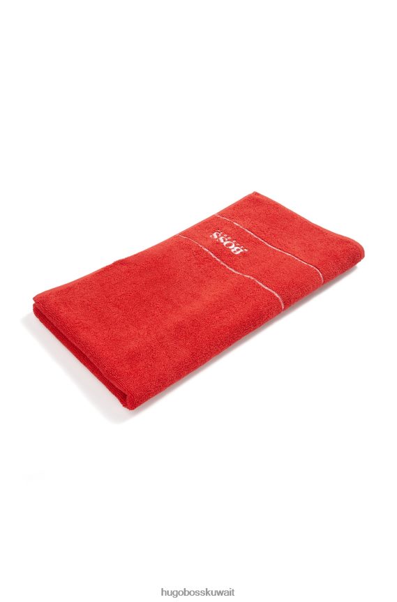 4TFNJN5677 أحمر Hugo Boss منشفة يد من القطن المصري باللون الأحمر من هوغو مع شعار متباين