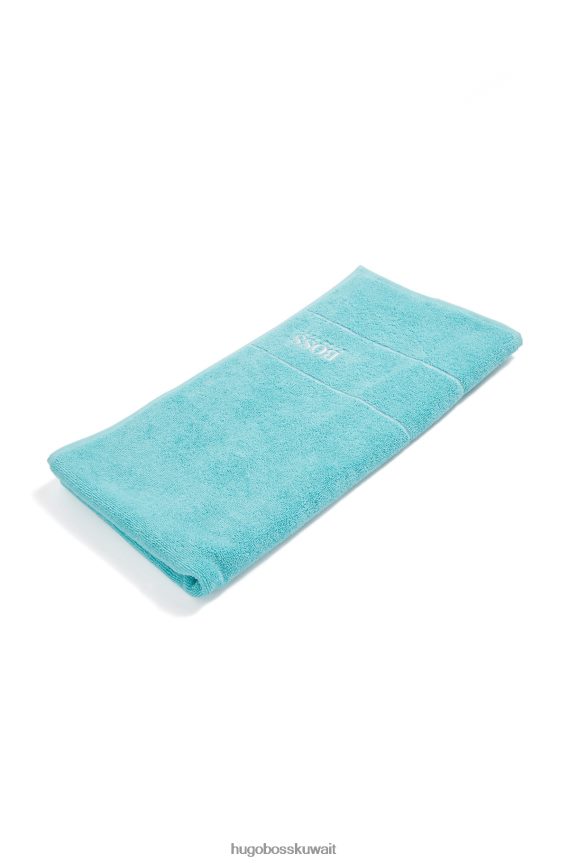 4TFNJN5678 الفيروز Hugo Boss منشفة يد هوغو من القطن المصري مع شعار متباين باللون الفيروزي