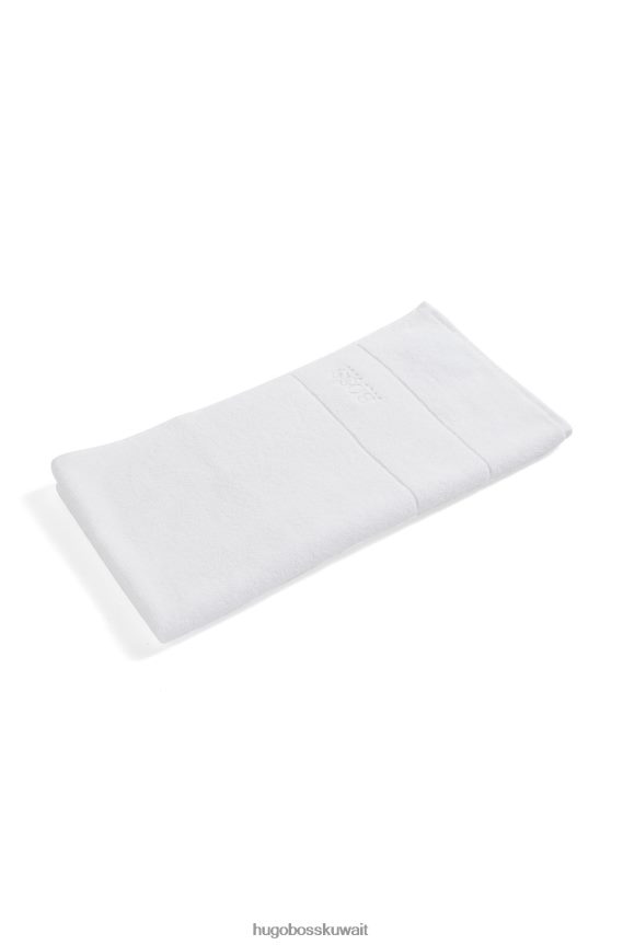 4TFNJN5681 أبيض Hugo Boss منشفة يد من القطن المصري مع شعار متباين باللون الأبيض