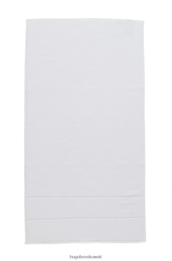 4TFNJN5681 أبيض Hugo Boss منشفة يد من القطن المصري مع شعار متباين باللون الأبيض