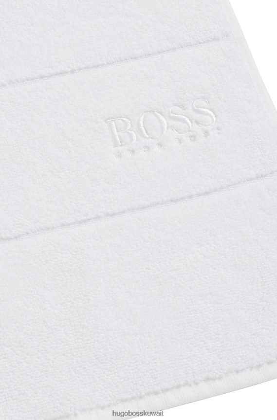 4TFNJN5681 أبيض Hugo Boss منشفة يد من القطن المصري مع شعار متباين باللون الأبيض