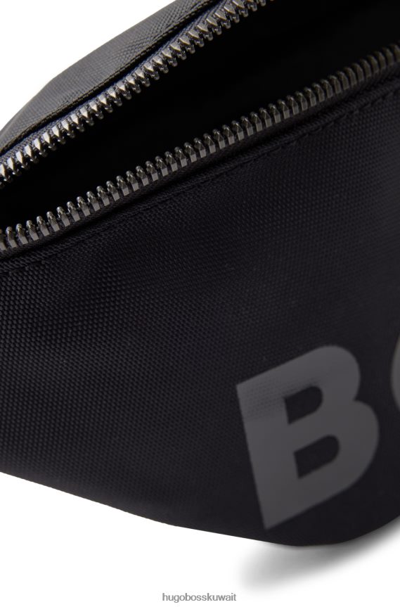 4TFNJN5683 أسود Hugo Boss حقيبة هوغو باللون الأسود من النايلون المعاد تدويره مع شعار متناغم