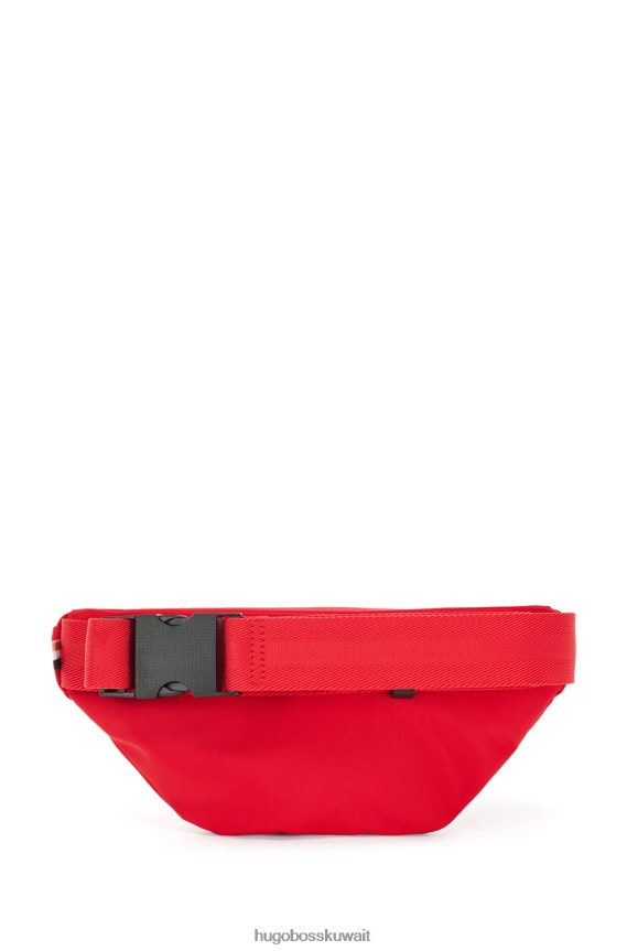 4TFNJN5684 أحمر Hugo Boss حقيبة حزام هوغو من النايلون المعاد تدويره مع شعار باللون الأحمر
