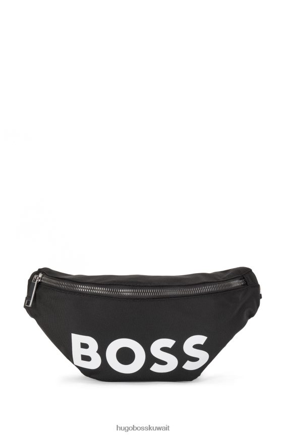 4TFNJN5685 أسود Hugo Boss حقيبة حزام من النايلون المعاد تدويره مع شعار هوغو باللون الأسود