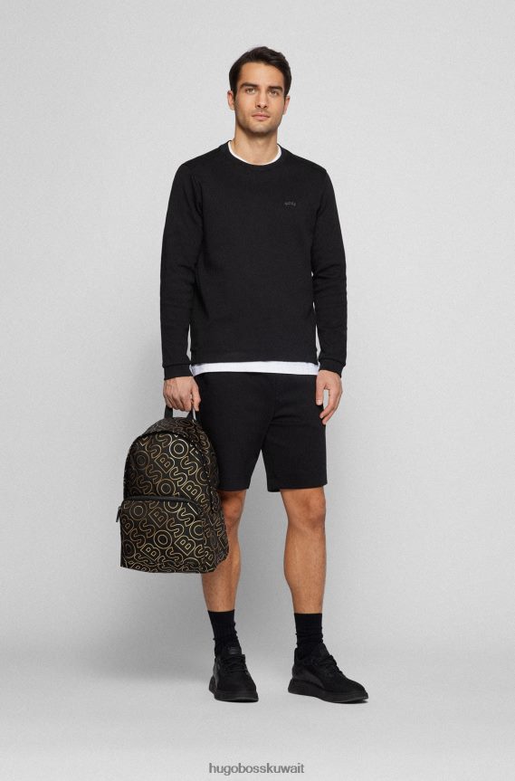 4TFNJN5688 أسود Hugo Boss حقيبة ظهر سوداء بطبعة شعار Hugo مصنوعة من قماش مُعاد تدويره