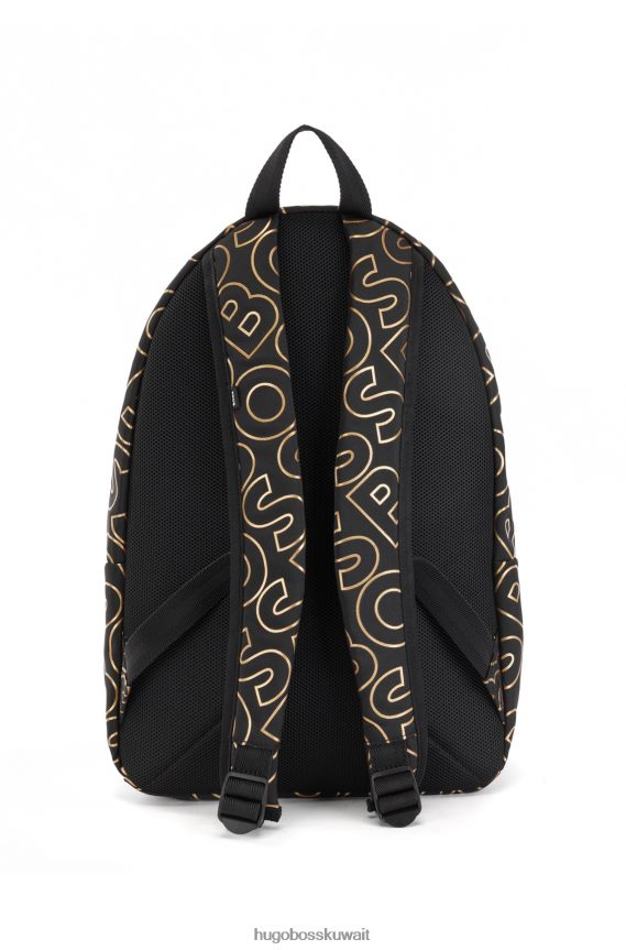 4TFNJN5688 أسود Hugo Boss حقيبة ظهر سوداء بطبعة شعار Hugo مصنوعة من قماش مُعاد تدويره