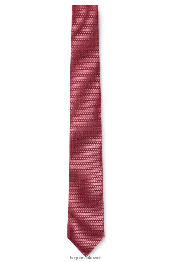 4TFNJN5700 وردي فاتح Hugo Boss ربطة عنق من حرير هوغو باللون الوردي الفاتح ومزينة بأحرف صغيرة على كامل التصميم