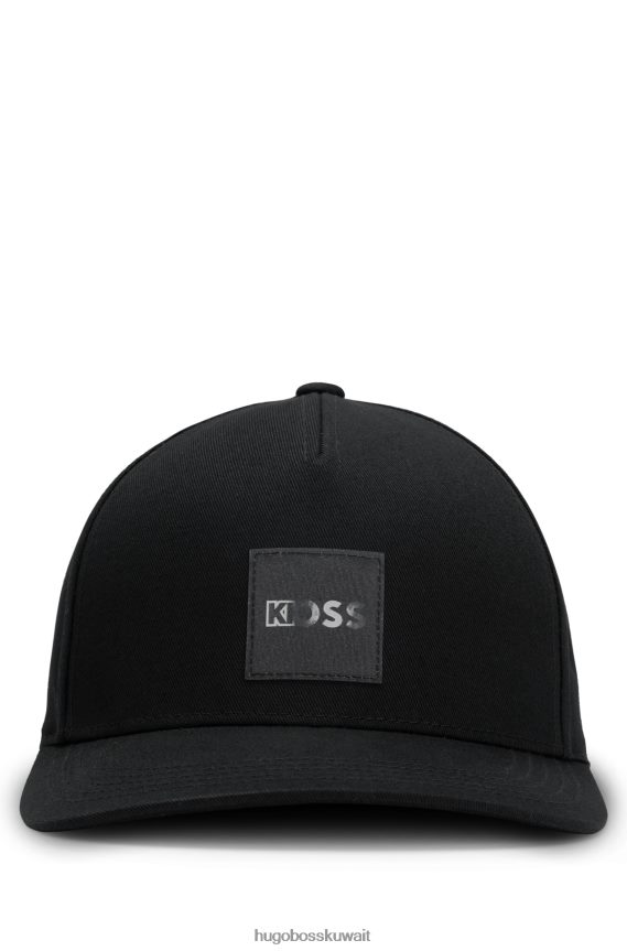 4TFNJN5701 أسود Hugo Boss قبعة هوغو من القطن الأسود مع شعار عدسي