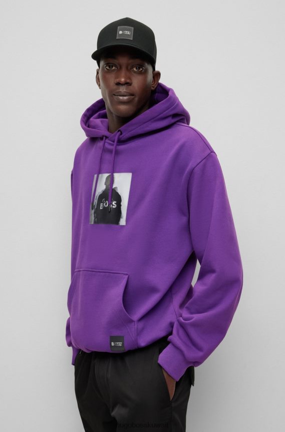 4TFNJN5701 أسود Hugo Boss قبعة هوغو من القطن الأسود مع شعار عدسي