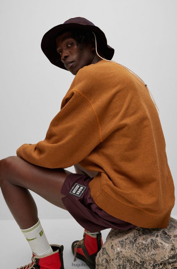 4TFNJN5702 احمر غامق Hugo Boss × قبعة دلو قطنية من phipps مصنوعة من مواد متبقية معاد تصنيعها