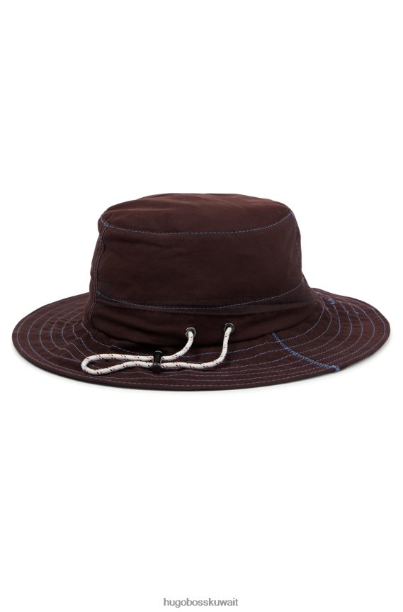 4TFNJN5702 احمر غامق Hugo Boss × قبعة دلو قطنية من phipps مصنوعة من مواد متبقية معاد تصنيعها