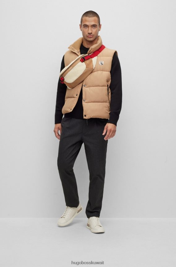 4TFNJN5705 أبيض Hugo Boss حقيبة حزام من الفرو الصناعي مع تفاصيل الشعار باللون الأبيض