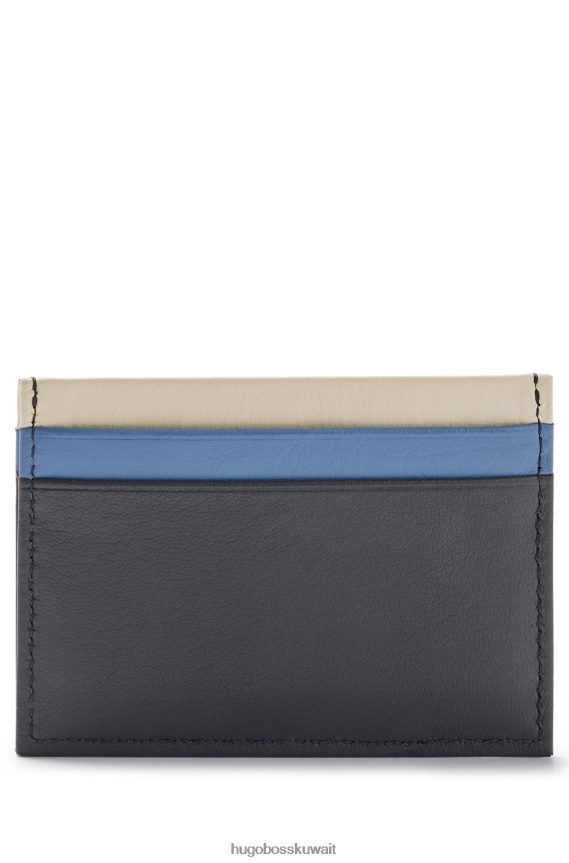 4TFNJN5707 أزرق غامق Hugo Boss حاملة بطاقات متعددة الألوان من الجلد غير اللامع باللون الأزرق الداكن