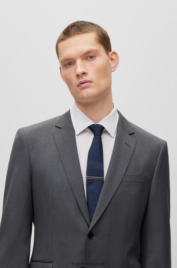 4TFNJN5708 أسود Hugo Boss مشبك ربطة عنق هوغو أسود مع إدراج أسود وشعار محفور