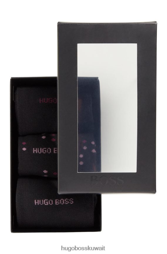 4TFNJN570 أسود Hugo Boss مجموعة هدايا مكونة من 3 قطع من الجوارب 50457784 باللون الأسود