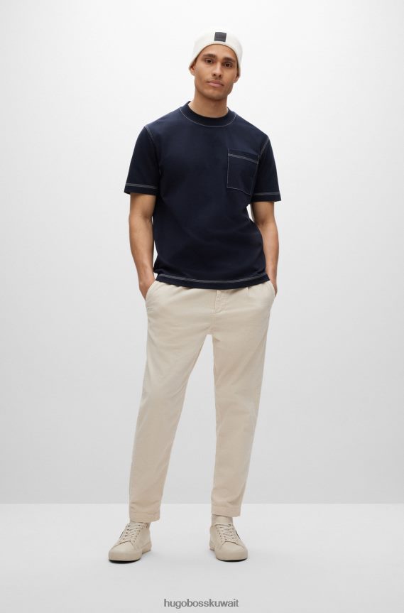 4TFNJN5713 أبيض Hugo Boss قبعة صغيرة مضلعة بيضاء مع شارة شعار السيليكون هوغو