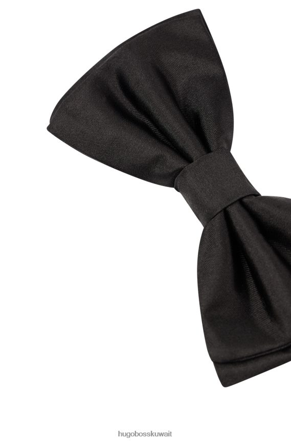 4TFNJN5719 أسود Hugo Boss ربطة عنق سوداء إيطالية الصنع من قماش الجاكار الحريري
