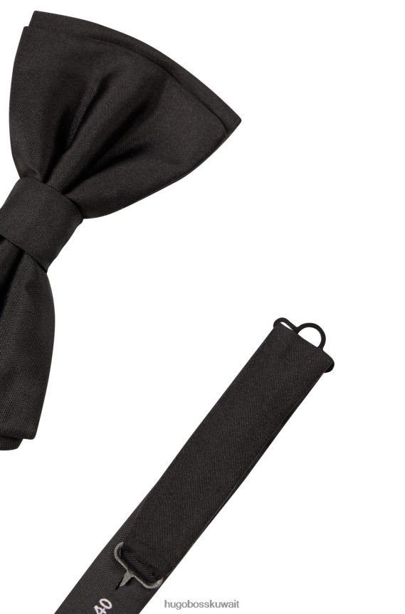 4TFNJN5719 أسود Hugo Boss ربطة عنق سوداء إيطالية الصنع من قماش الجاكار الحريري