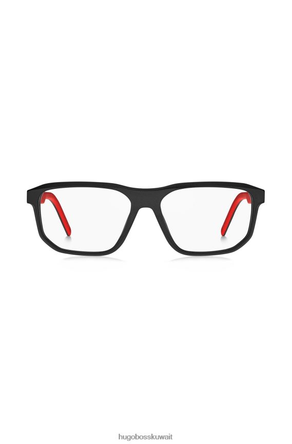 4TFNJN5720 حزمة مسبقة متنوعة Hugo Boss إطارات بصرية من الأسيتات باللون الأسود مع حزمة مسبقة متنوعة من شعار Hugo المطاطي