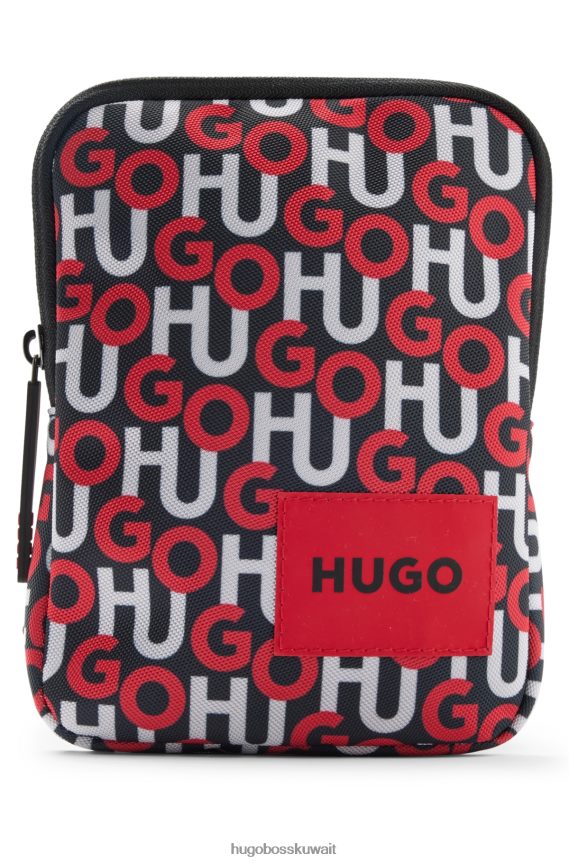 4TFNJN5723 منقوشة Hugo Boss حقيبة هوغو مراسلة بشعار الماركة مكدسة من النايلون المنظم