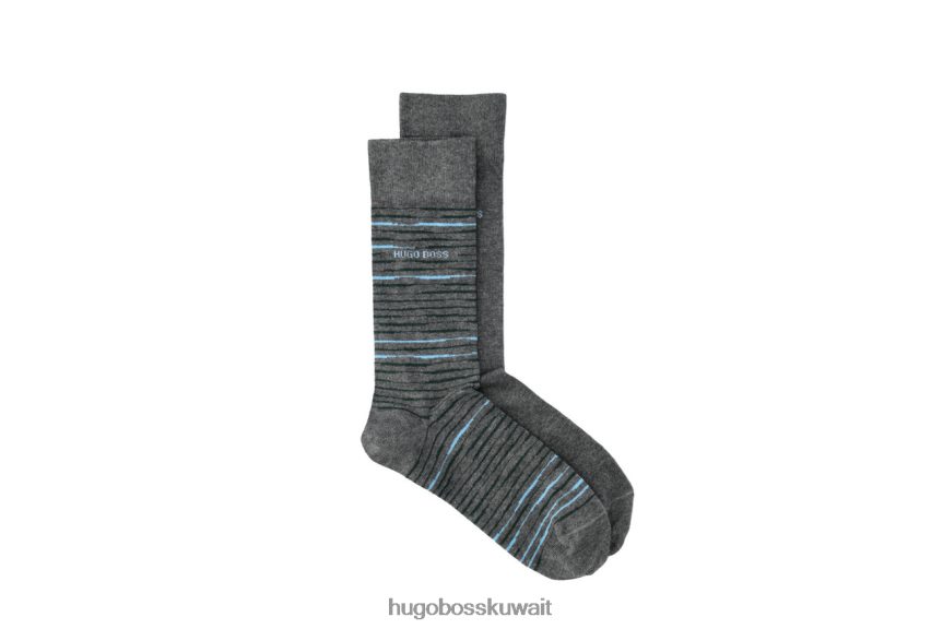 4TFNJN572 رمادي/أرجواني/أسود/كحلي Hugo Boss عبوة من 2 جوارب مخططة 50457783 رمادي