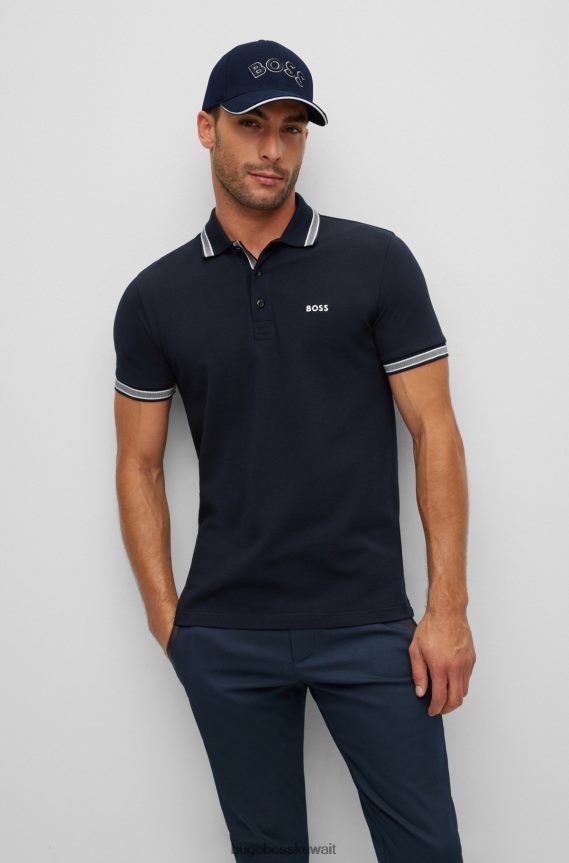 4TFNJN5730 أزرق غامق Hugo Boss قبعة بيكيه قابلة للتمدد مع شعار مطرز باللون الأزرق الداكن