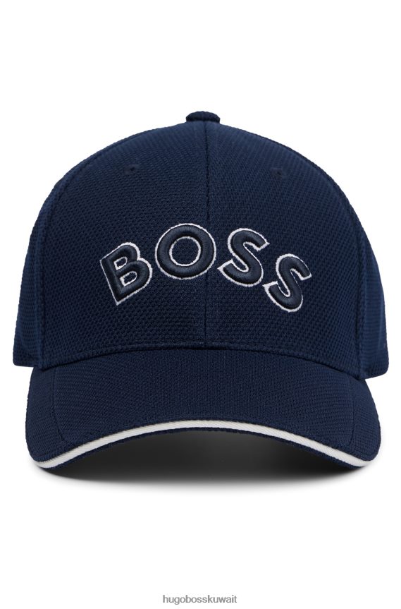 4TFNJN5730 أزرق غامق Hugo Boss قبعة بيكيه قابلة للتمدد مع شعار مطرز باللون الأزرق الداكن