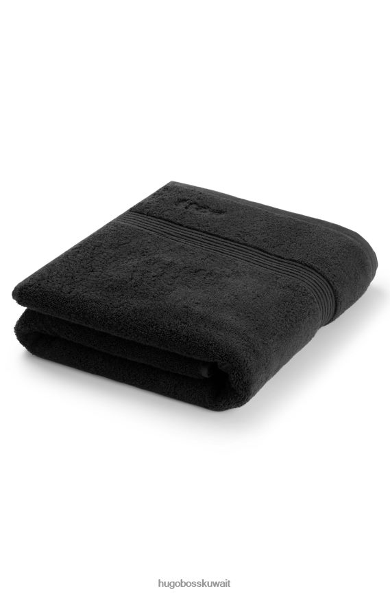 4TFNJN5732 أسود Hugo Boss منشفة حمام مطرزة بشعار الماركة من قطن بحر إيجه باللون الأسود