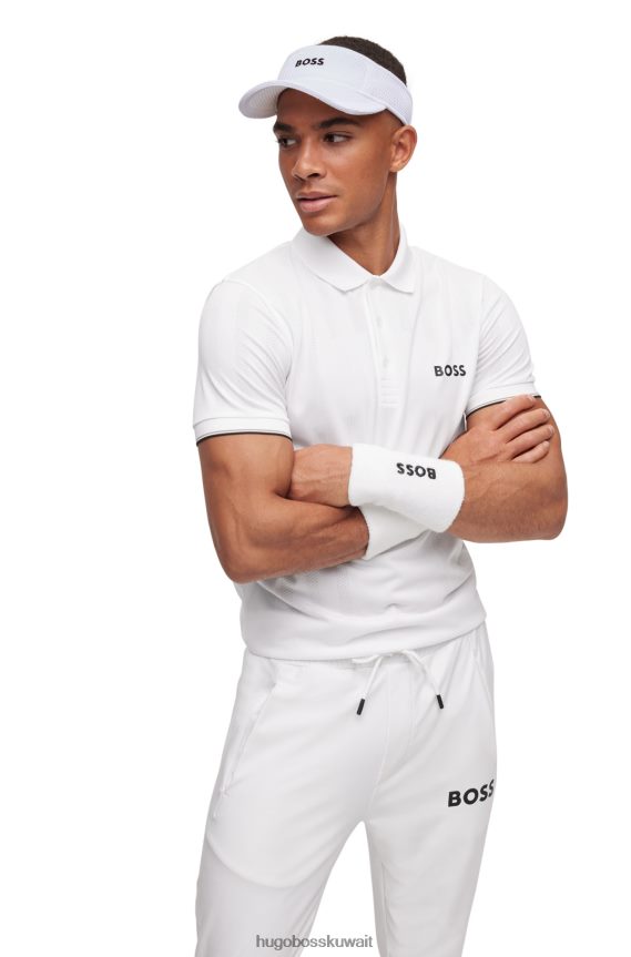 4TFNJN5735 أبيض Hugo Boss قناع بشعار متباين x Matteo Berrettini من نسيج شبكي مع علم مميز