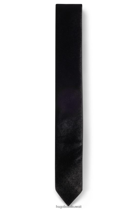 4TFNJN5741 أسود Hugo Boss ربطة عنق هوغو سوداء رسمية من المخمل المطاطي