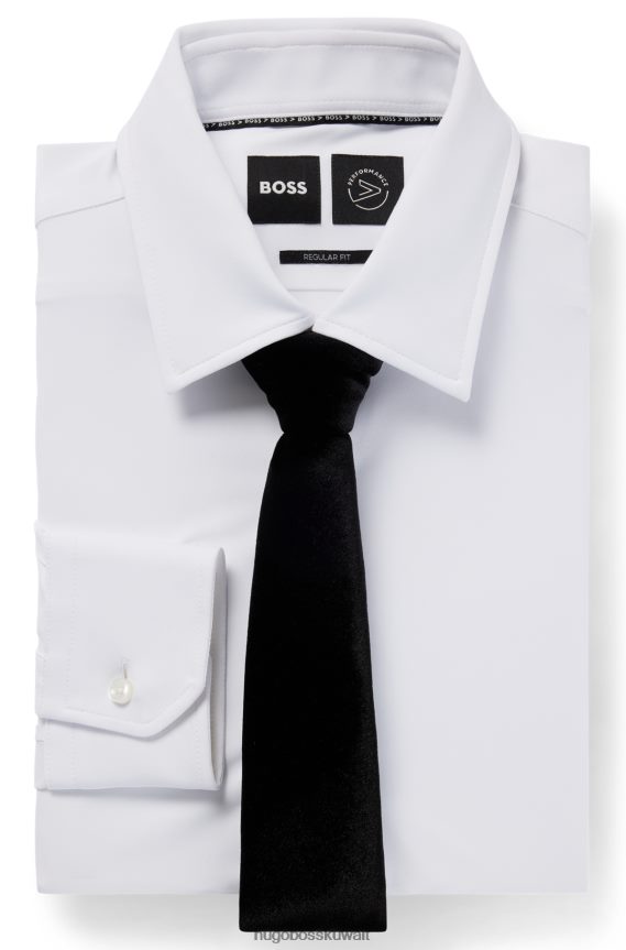 4TFNJN5741 أسود Hugo Boss ربطة عنق هوغو سوداء رسمية من المخمل المطاطي