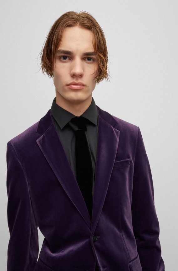 4TFNJN5741 أسود Hugo Boss ربطة عنق هوغو سوداء رسمية من المخمل المطاطي