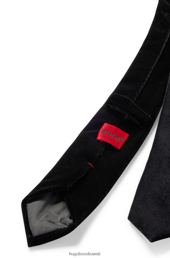 4TFNJN5741 أسود Hugo Boss ربطة عنق هوغو سوداء رسمية من المخمل المطاطي