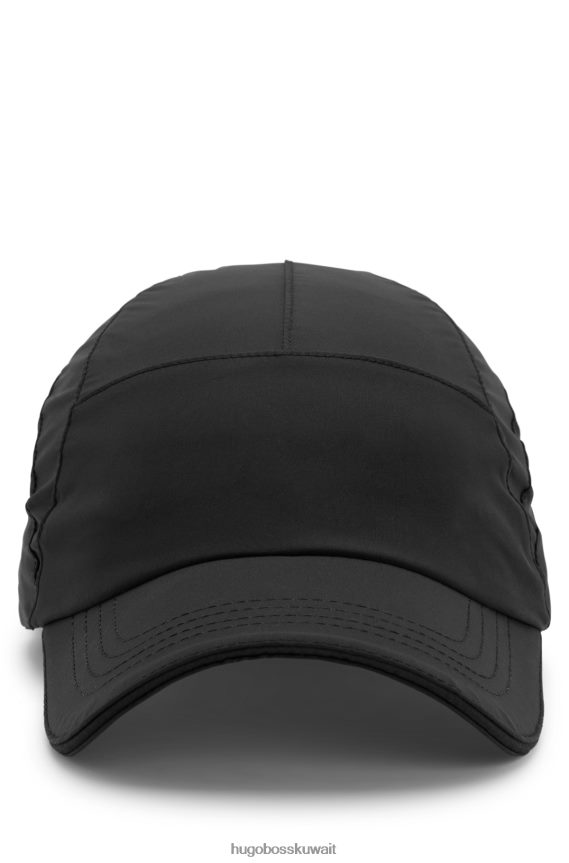 4TFNJN5745 أسود Hugo Boss قبعة من قماش البوبلين المطاطي x Matteo Berrettini مع شعار وشريط مميز