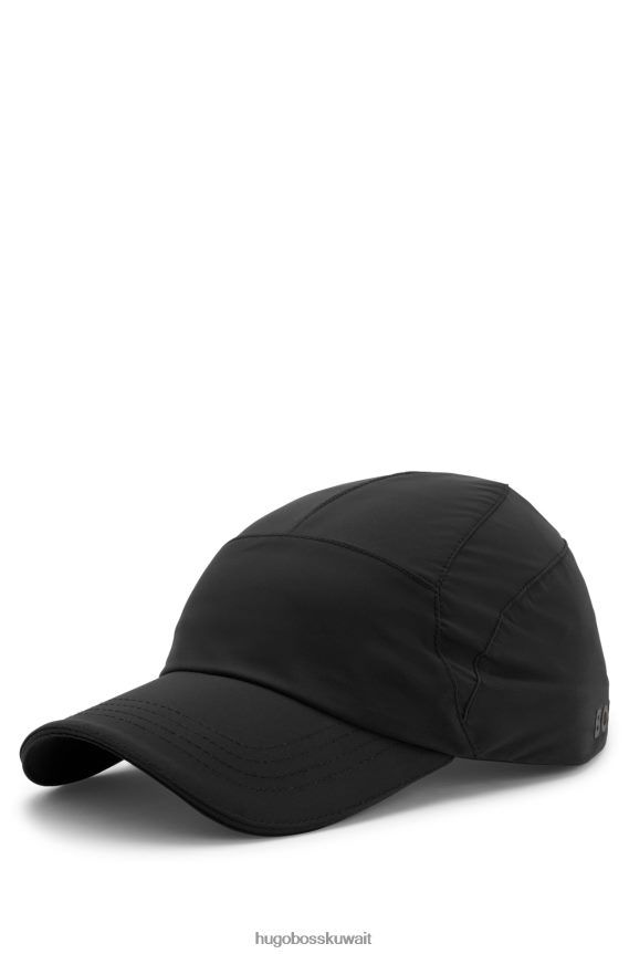 4TFNJN5745 أسود Hugo Boss قبعة من قماش البوبلين المطاطي x Matteo Berrettini مع شعار وشريط مميز