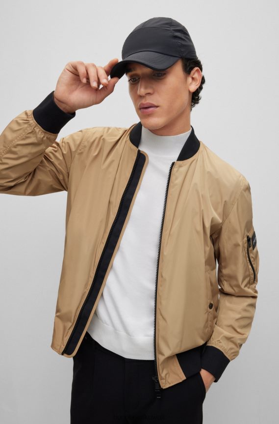 4TFNJN5745 أسود Hugo Boss قبعة من قماش البوبلين المطاطي x Matteo Berrettini مع شعار وشريط مميز