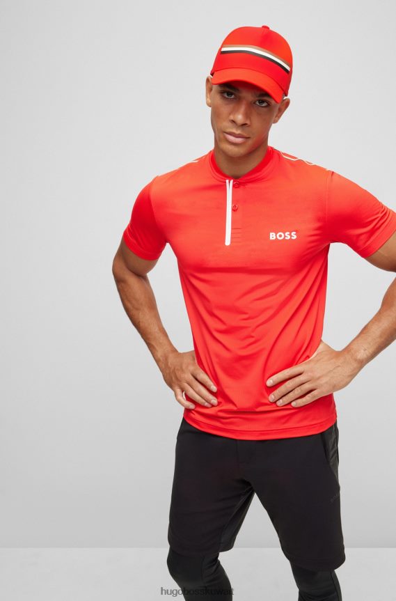 4TFNJN5754 أحمر Hugo Boss قبعة بشريط مميز x Matteo Berrettini من قماش البوبلين المطاطي مع الشعار